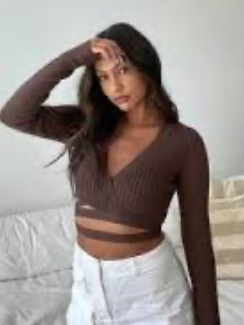 Et Clet Brown Cable Knit Wrap Cardigan